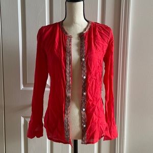 MANGO Button Down Shirt with Embroidery